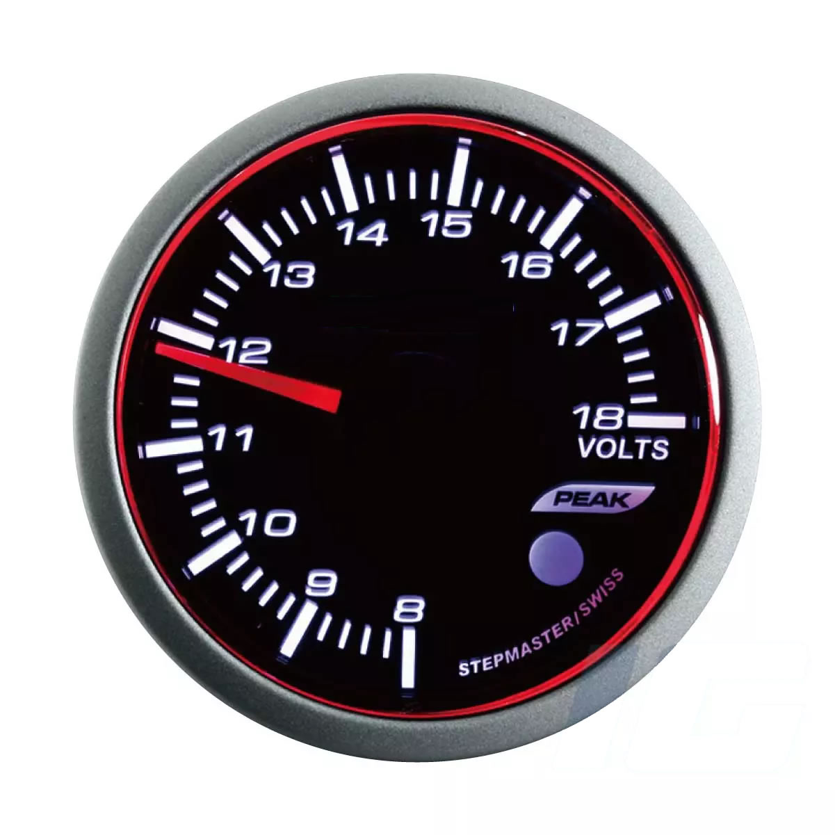 60mm White and Blue and Amber LED Performance Car Gauges - Volt Gauge With Warning and Peak For Your Sport Racing Car